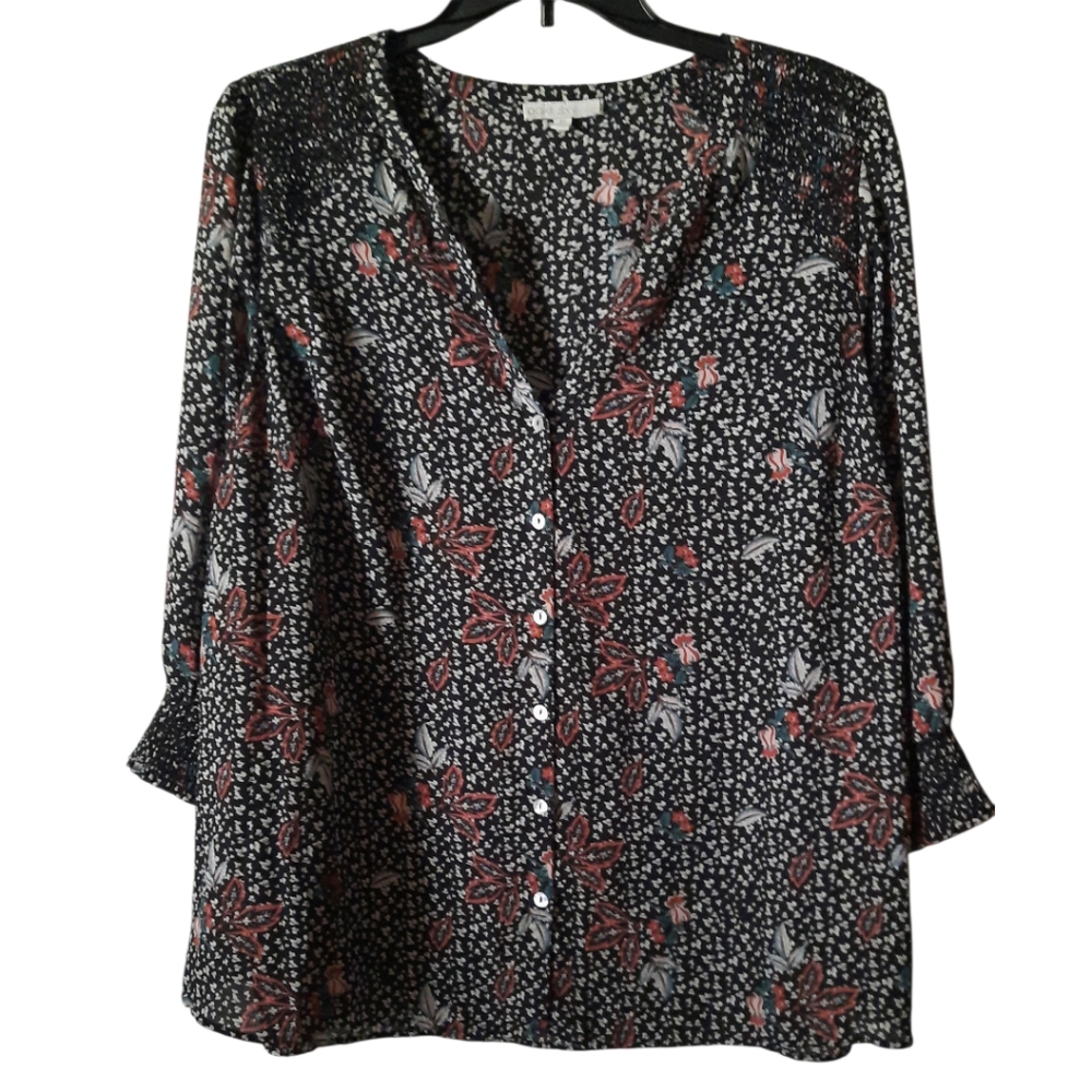Pale Sky Floral Blouse Size 2X